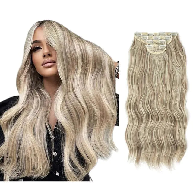 Synthetic 22inch Wavy Clip-in Hair Extensions