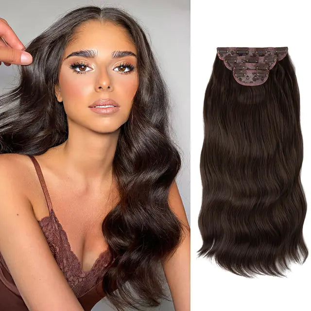 Synthetic 22inch Wavy Clip-in Hair Extensions