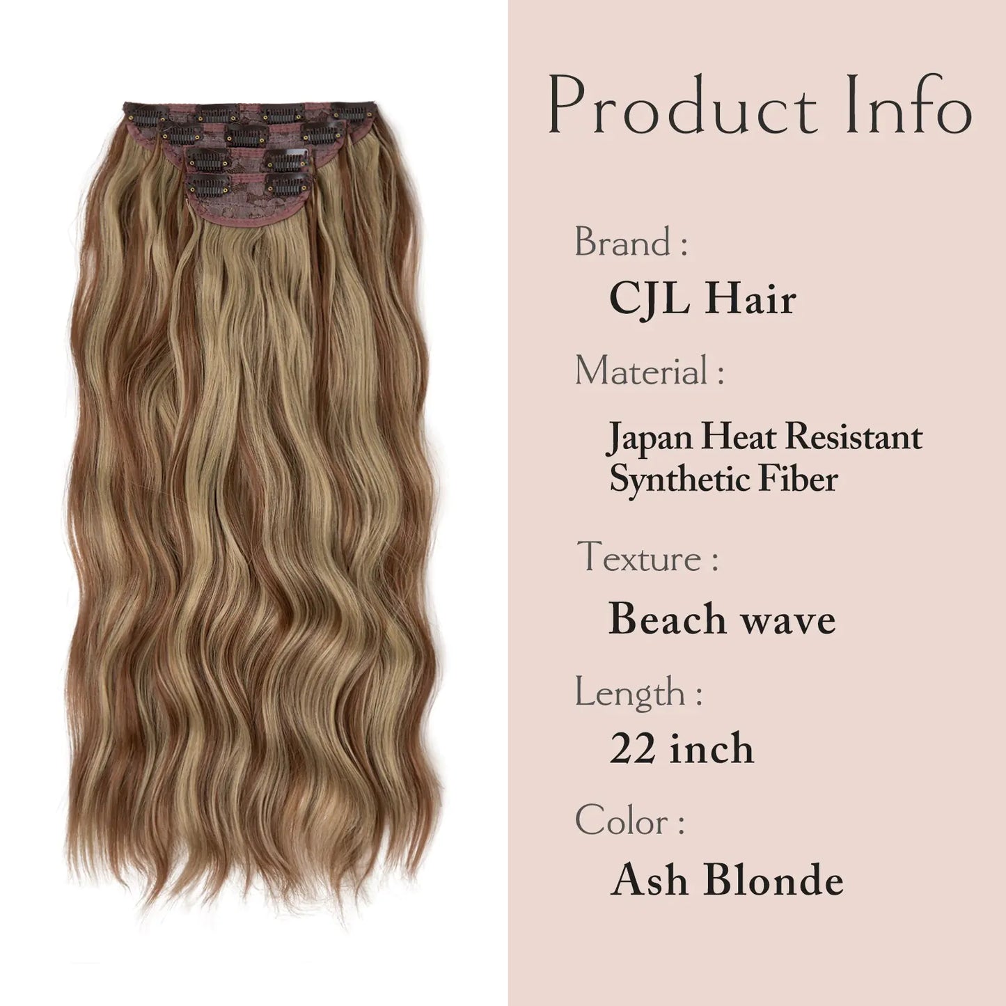 Synthetic 22inch Wavy Clip-in Hair Extensions