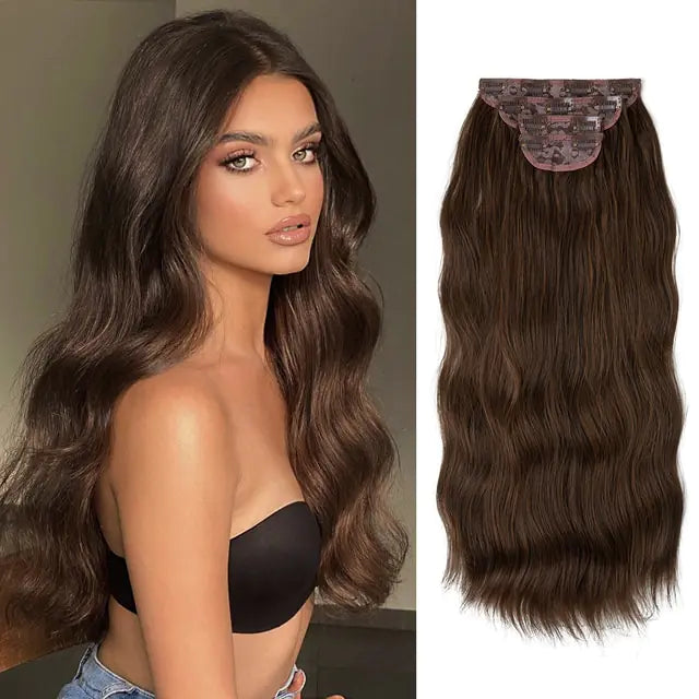 Synthetic 22inch Wavy Clip-in Hair Extensions