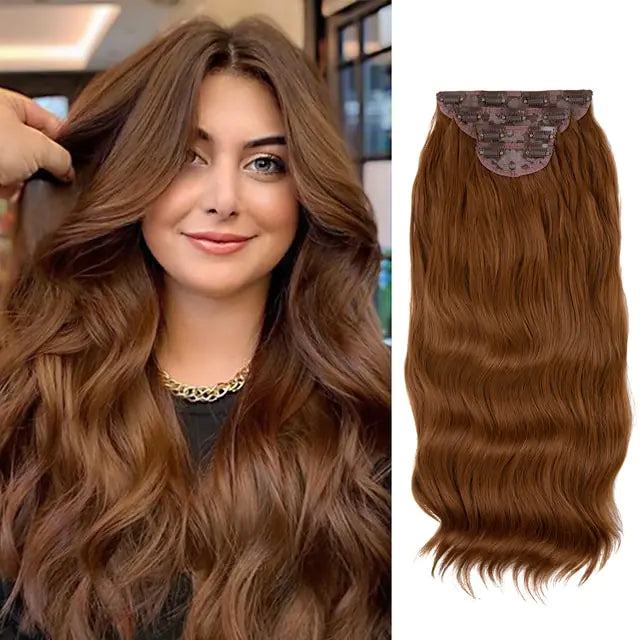 Synthetic 22inch Wavy Clip-in Hair Extensions