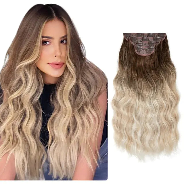 Synthetic 22inch Wavy Clip-in Hair Extensions