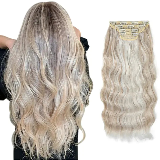 Synthetic 22inch Wavy Clip-in Hair Extensions