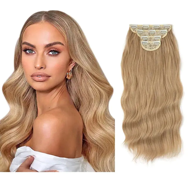 Synthetic 22inch Wavy Clip-in Hair Extensions