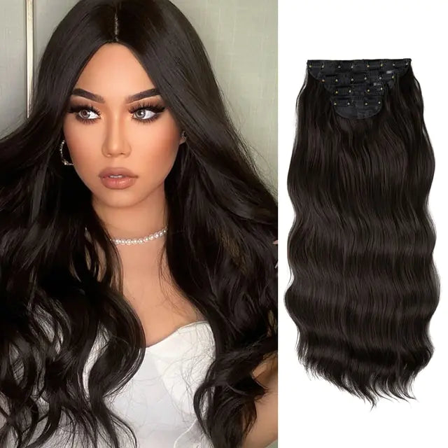 Synthetic 22inch Wavy Clip-in Hair Extensions