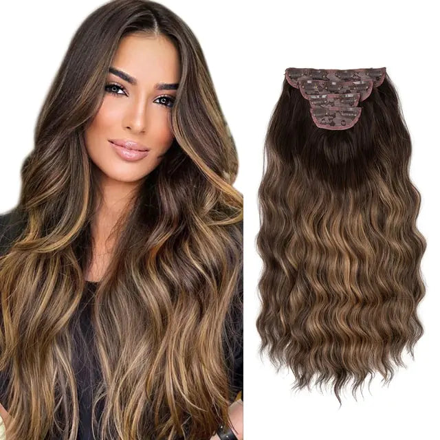 Synthetic 22inch Wavy Clip-in Hair Extensions