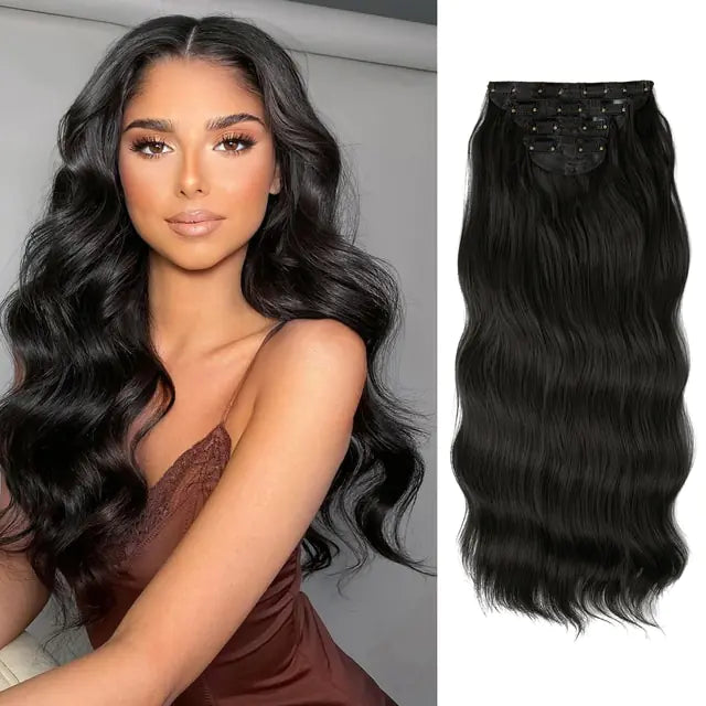 Synthetic 22inch Wavy Clip-in Hair Extensions