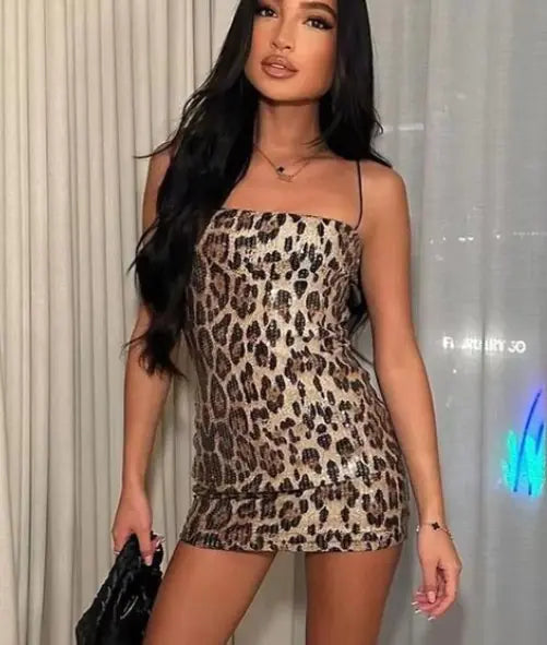 Sequin Cheetah Print Dress