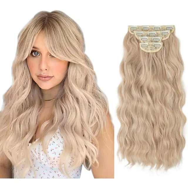 Synthetic 22inch Wavy Clip-in Hair Extensions